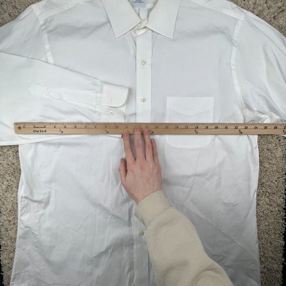 Brooks Brothers Mens Long Sleeve Button Up Shirt White Slim Fit 17.5 33 Spread - Picture 5 of 15